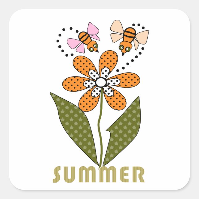 bees love summer and so do I Square Sticker (Front)