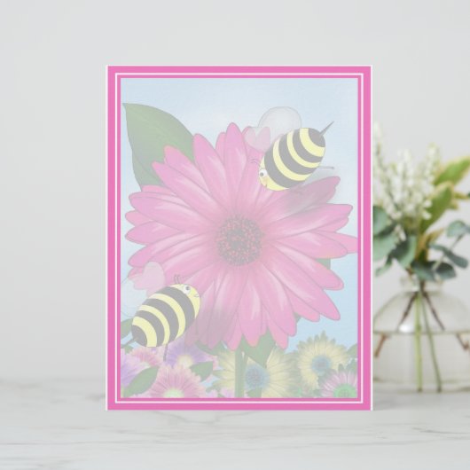 Bee's Lunch Date on Pink Flower (Standing Front)