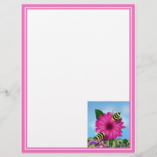 Bee's Lunch Date on Pink Flower (Back)