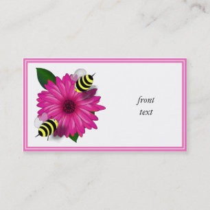 Bee's Lunch Date on Pink Flower Business Card