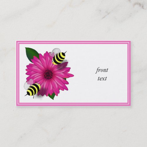 Cartoon Honey Bees Meeting on Pink Flower Business Cards