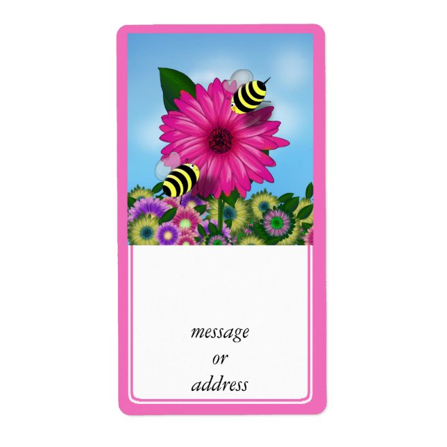 Bee's Lunch Date on Pink Flower Label (Front)