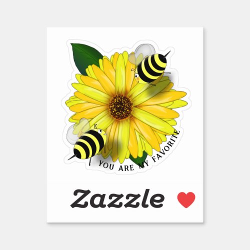 Bees Lunch Date on Yellow Flower Sticker