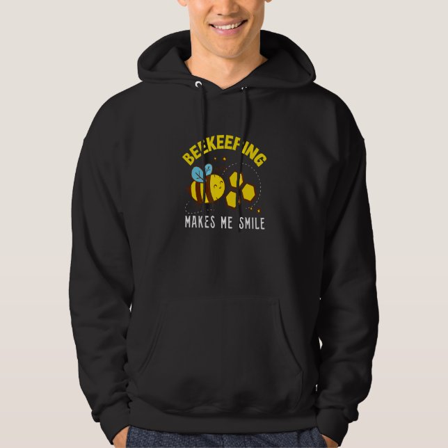 Bees Make Me Smile Beekeeping Beekeeper Hoodie (Front)