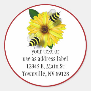 Bees Meeting on Yellow Flower Classic Round Sticker