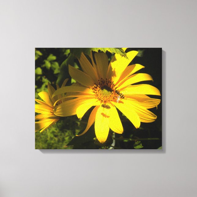 Bees N Sunflowers Wrapped Canvas Print (Front)