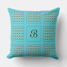 Bees on Blue Initial Cushion