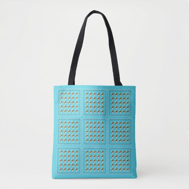 Bees on Blue Tote Bag (Front)