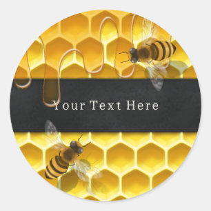 Bees on Dripping Honeycomb Custom Hive Product   Classic Round Sticker