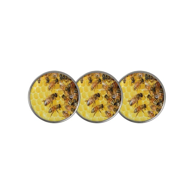 Bees on Honeycomb Golf Ball Marker (3 Up)