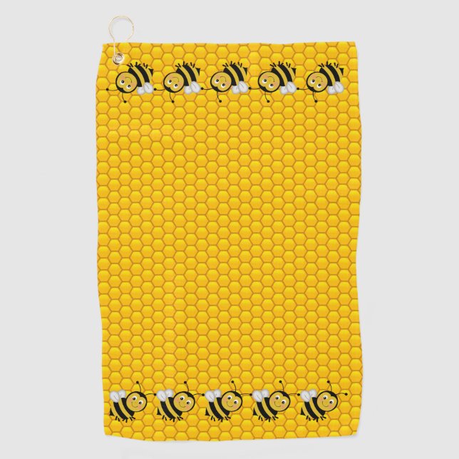 Bees on Honeycomb Golf Towel (Front)