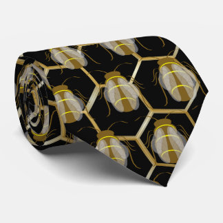 Bees On Honeycomb Neck Tie