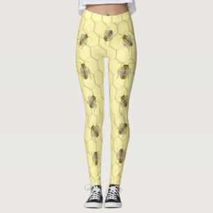 Bees On Honeycomb Yellow Leggings