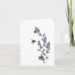 Bees on Lavender Flowers Note Card