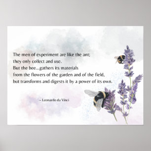 Bees on Lavender with Da Vinci Quote Print