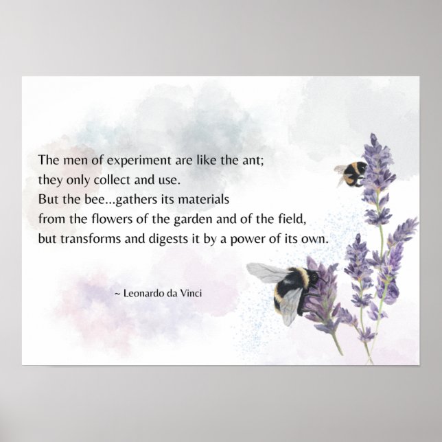 Bees on Lavender with Da Vinci Quote Print (Front)