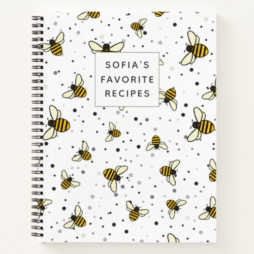 Bees Pattern Blank own Cookbook Recipe To Write In Notebook