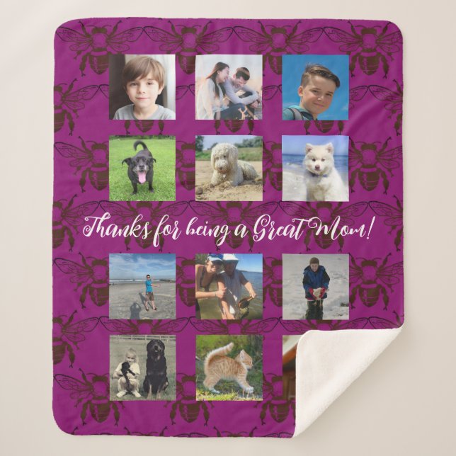 Bees Photo Montage Great Mom Gift Blanket (Front)