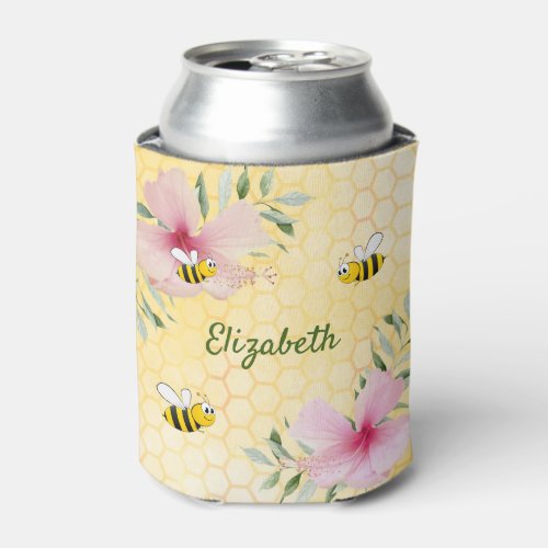 Bees pink flowers yellow name can cooler