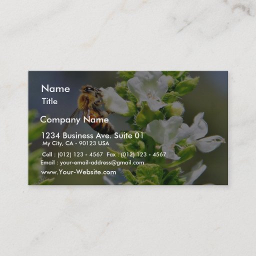 Customizable Bees Pollenating Basil Business Card Templates