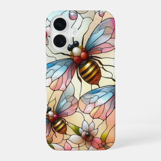 Bees Stain Glass Effect   Iphone Case (Back)