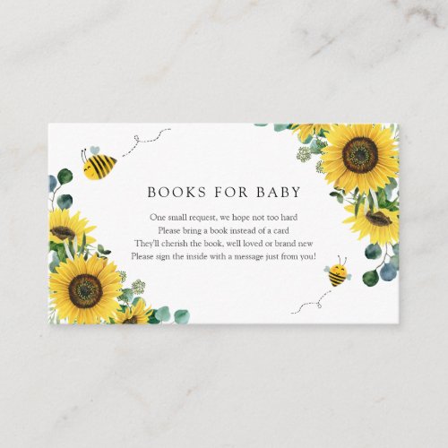 Bees  Sunflowers Books for Baby insert card
