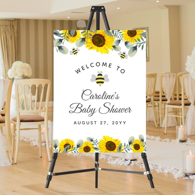 Bees Sunflowers Eucalyptus Baby Shower Welcome Foam Board (Creator Uploaded)