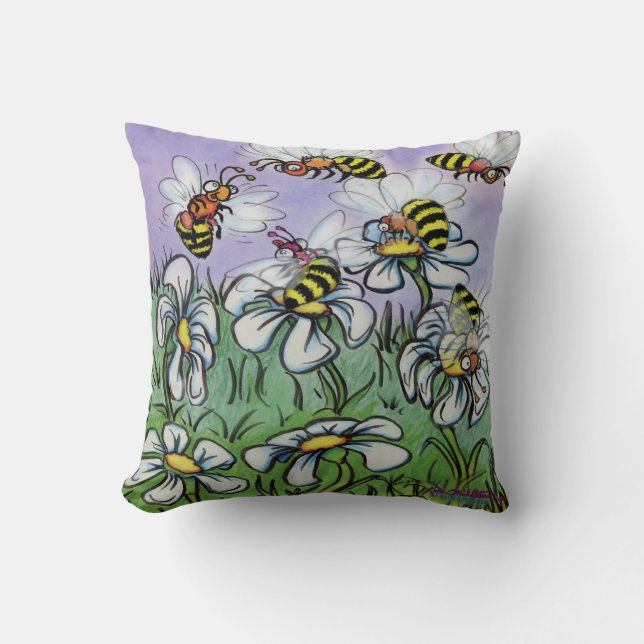 Bees Throw Pillow (Front)