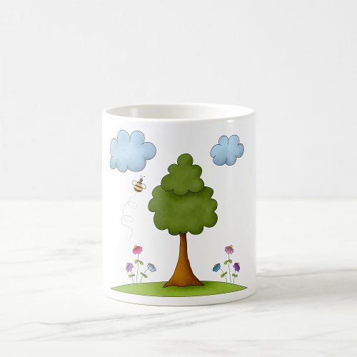 Bees Tree Flowers And Clouds Coffee Mug