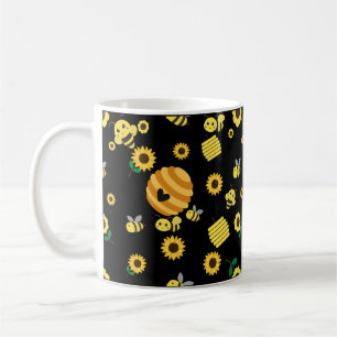 Bees with beehives and sunflower coffee mug