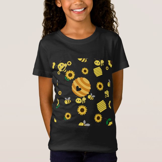 Bees with beehives and sunflower T-Shirt (Front)