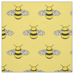 Bees Yellow Patterned Fabric