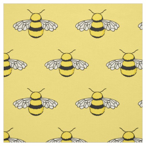 Bees Yellow Patterned Fabric