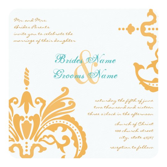 beeswax and blue curacao floral damask invitations zazzle com