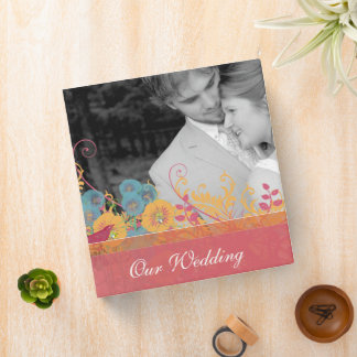 Beeswax Aqua Pink Vintage Bird Wild Flower Wedding Binder