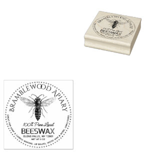 Beeswax Bar with Vintage Queen Honeybee Rubber Stamp
