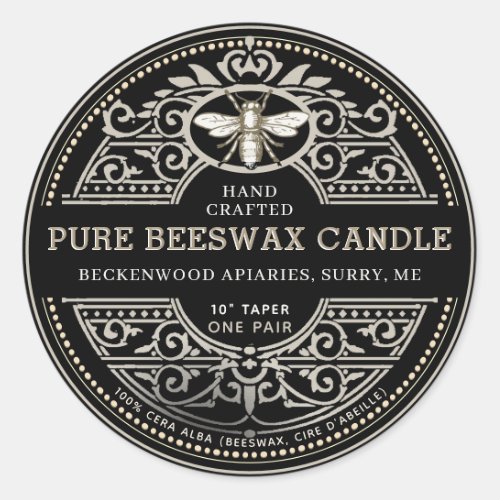 Beeswax Candle Heraldic Bee Product Label