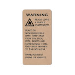 Beeswax Candle Warning Kraft Paper Vertical Label