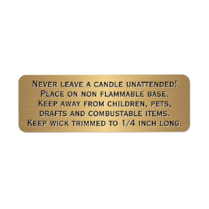 Beeswax Candle Warning Label