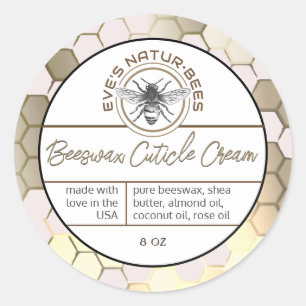 Beeswax Cuticle Cream Bee Apiary Logo Honeycomb Classic Round Sticker