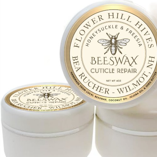 Beeswax Cuticle Repair Gold Border on Ivory Classic Round Sticker