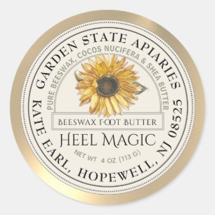 Beeswax Heel Butter Vintage Sunflower Label