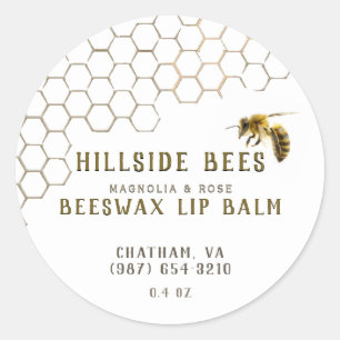 Beeswax Lip Balm Label with Honeycomb & Bee