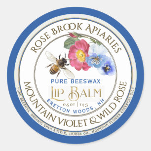 Beeswax Lip Balm Lip Gloss Metallic Gold with Bee  Classic Round Sticker