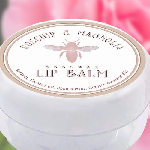 Beeswax Lip Balm Stylized Pink Queen Bee Kraft Classic Round Sticker