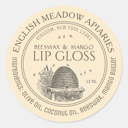 Beeswax lip gloss squeeze tube label