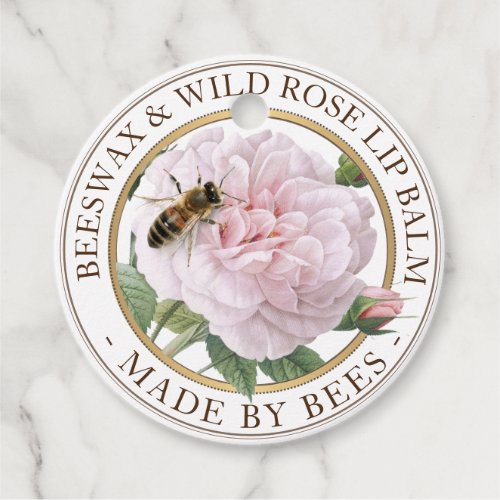 Beeswax Pink Wild Rose Lip Balm Product Tag Bee