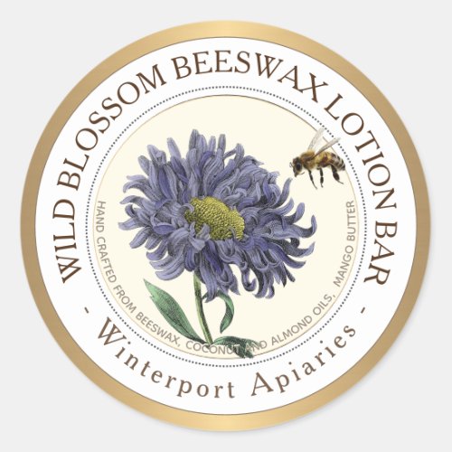 Beeswax Product Label Lip Balm bee flower Gold