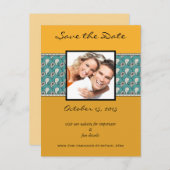 Beeswax & Teal Paisley Save The Date Your Photos Announcement Postcard (Front/Back)