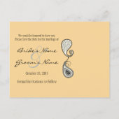 Beeswax & Teal Paisley Save The Date Your Photos Announcement Postcard (Back)